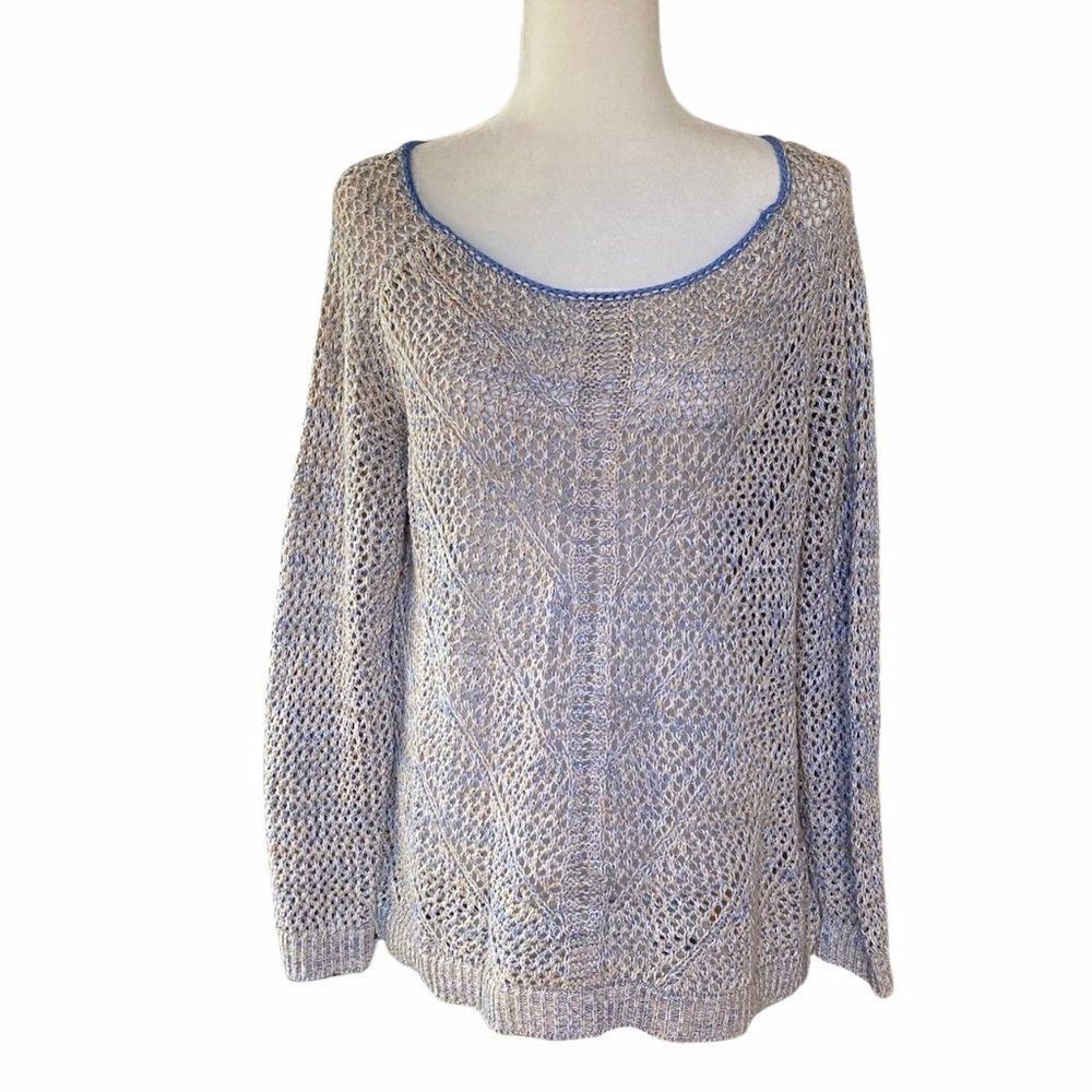 John Paul Richard Knit Sweater Tan Blue SZ L